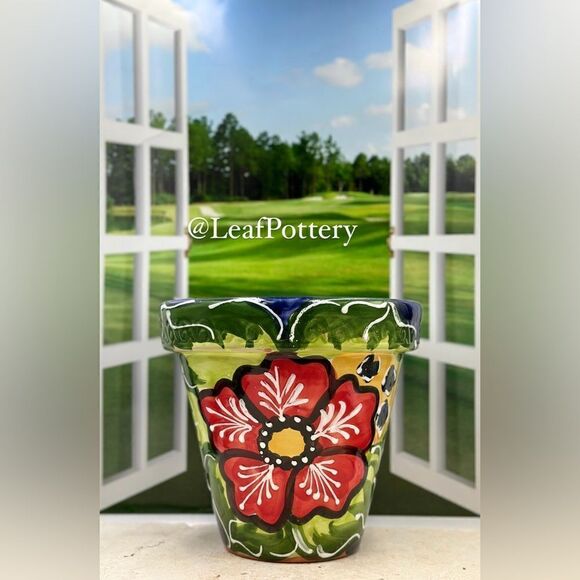 Estefania Hand painted Multi Colored Clay/Ceramic Planter Pot - Picture 1 of 11